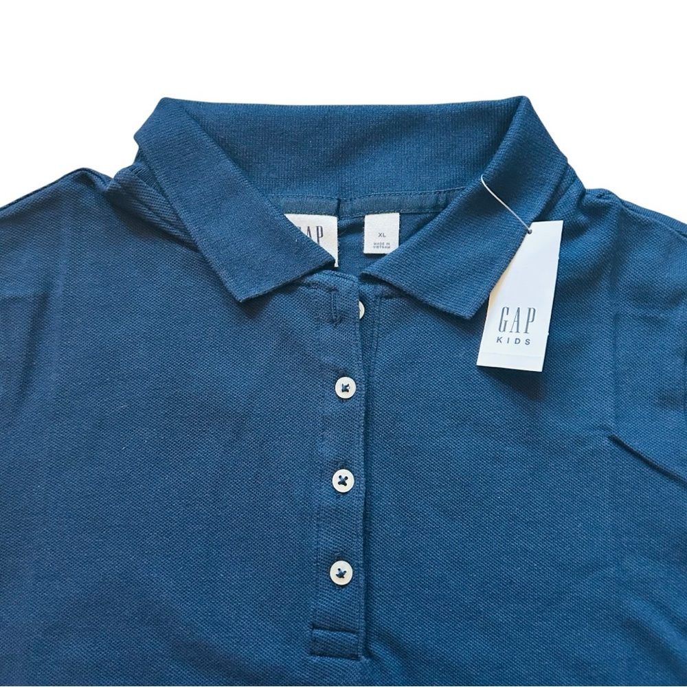 New GAP Kids Uniform Polo Shirt Size XL 12 Organic Cotton, Navy Blue, Gap Girls - Picture 2 of 7